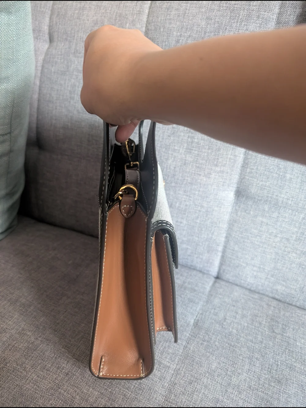 Burberry Black & White Canvas Tote Bag with Top Handle